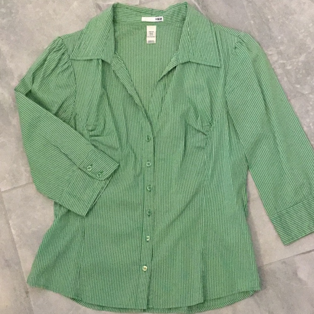 H&M Green Striped Women's Top